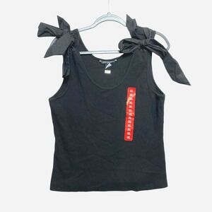 French Connection Tank Top Womens XL Black Shoulder Tie